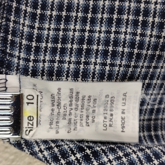 Toby Vintage Blue Multicolored Plaid High Waist Zipper Button Front Skort - Picture 8 of 12